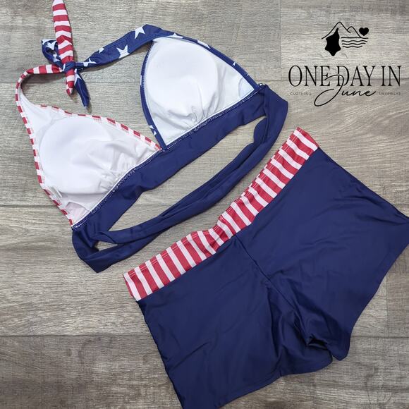 Adisputent Boyshort Halter Bikini Swimsuit Size L - Picture 4 of 4